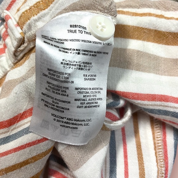 🎉HP!🎉Volcom striped romper in cream, grey-teal, peach/pink and tan. Size XS 🌺 - Picture 13 of 13